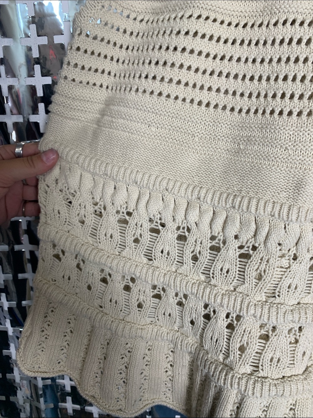LOFT Cream Crochet Halter Knit Top - Picture 4 of 5
